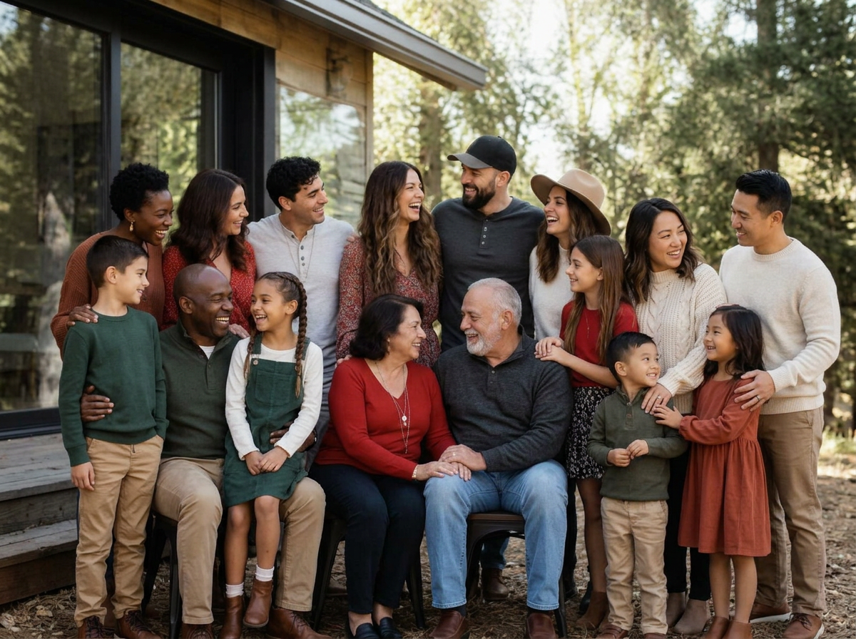 Gross family reunion — multigenerational modern family portrait